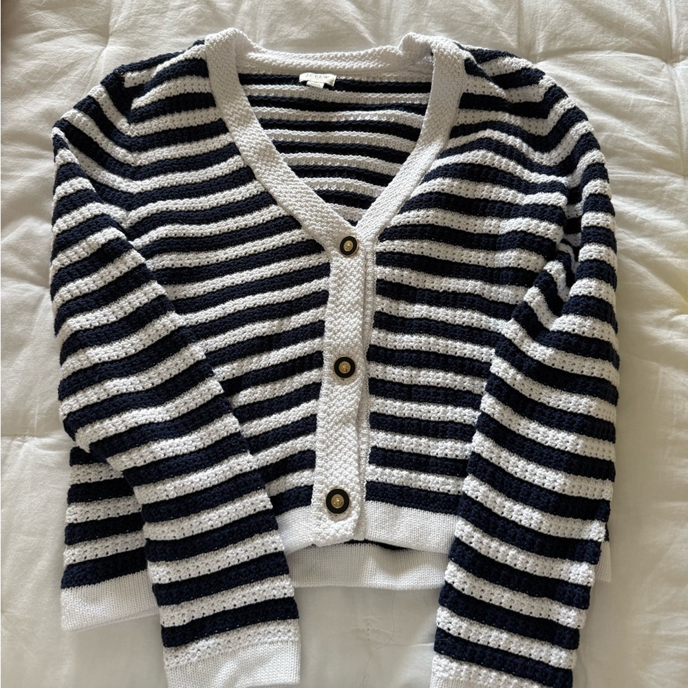 JCrew Striped Navy and White Women's Sweater
